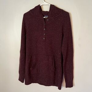 PATAGONIA Henley Hoodie Worn Wear Speckled Maroon / Purple Size Medium M